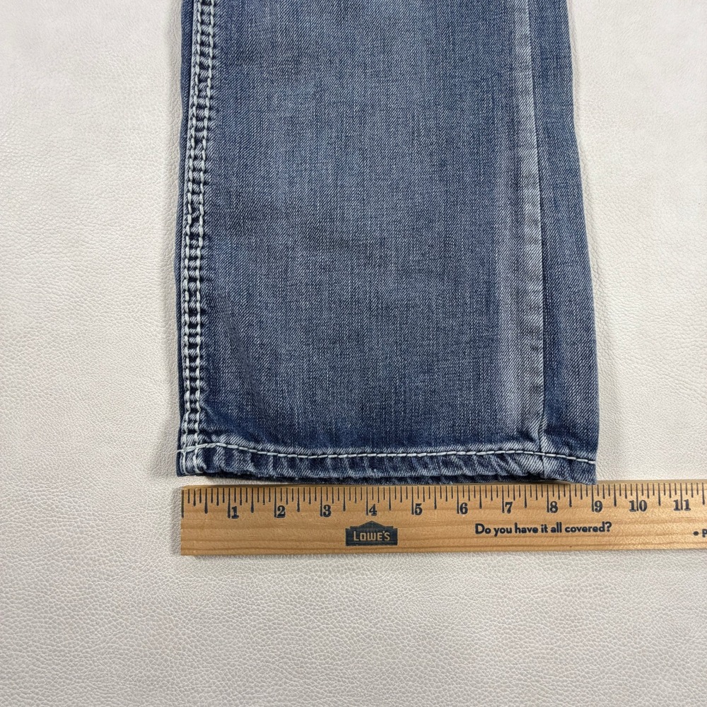 Helix Relaxed Boot Jeans Mens 30x30 Blue Denim Distressed Iron Cross Pockets Y2K - Picture 8 of 15
